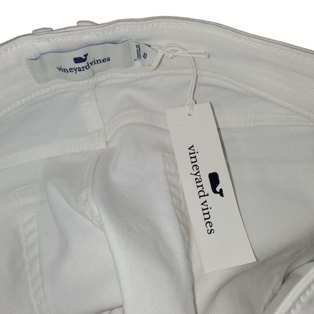 NWT Vineyard Vines Denim Skirt Women's 10 White Solid Raw-Hem Jeans Casual - Picture 6 of 7